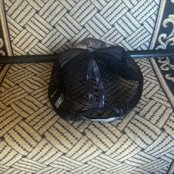 Women’s Gray/ Black Trucker Hat with Outlet for ponytail - Picture 2 of 5